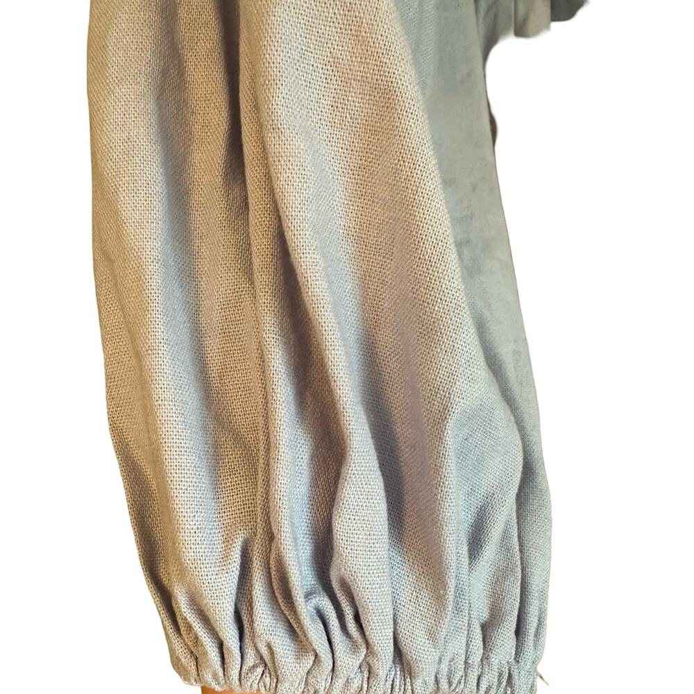 Showpo Can’t Move On Cotton Linen Off the Shoulder Ruffle Wrap Dress Blue Sz 6 - Picture 7 of 10